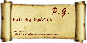 Pulszky Györk névjegykártya